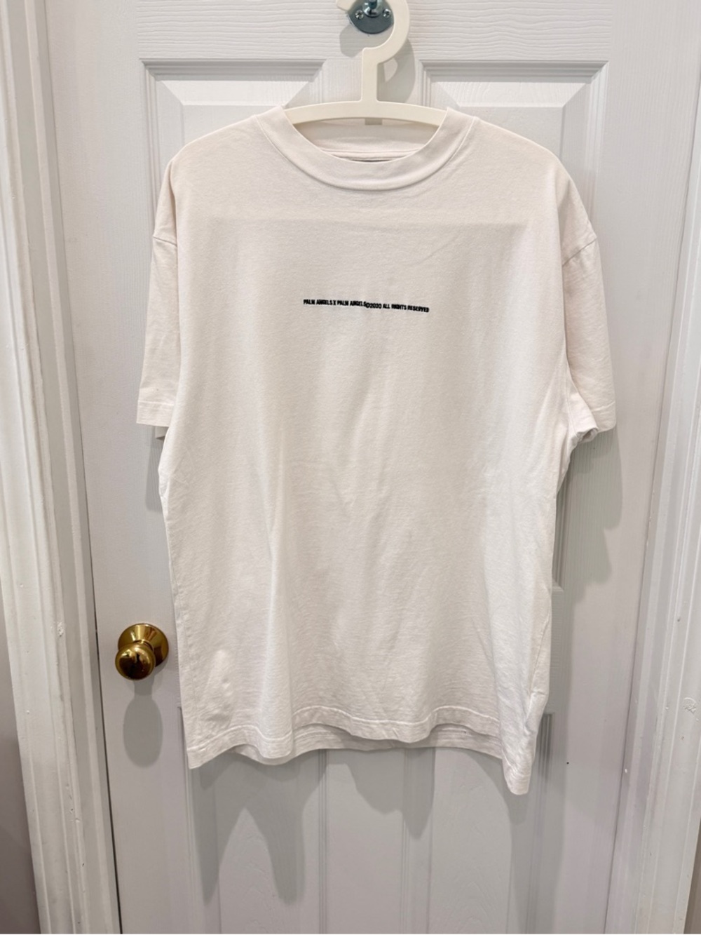 Palm Angels White Center-Text Short Sleeve Tee